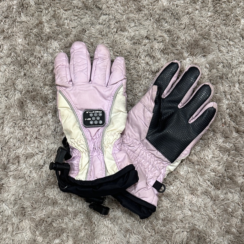 Pink and Black Winter Gloves